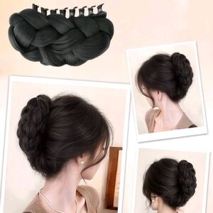Classic Black Braided Hair Bun Clip – Women Hair Black